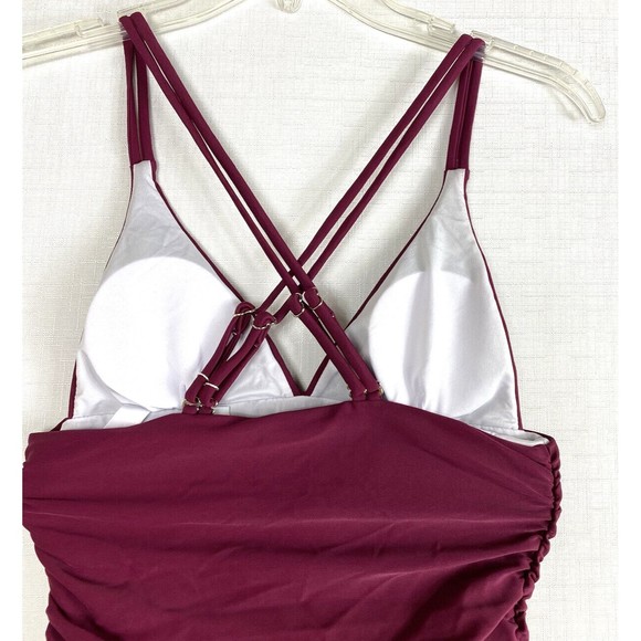 Womens One Piece Swimsuit Small Beachsissi Ruched Cinched Sides Criss Cross Back - Picture 4 of 16